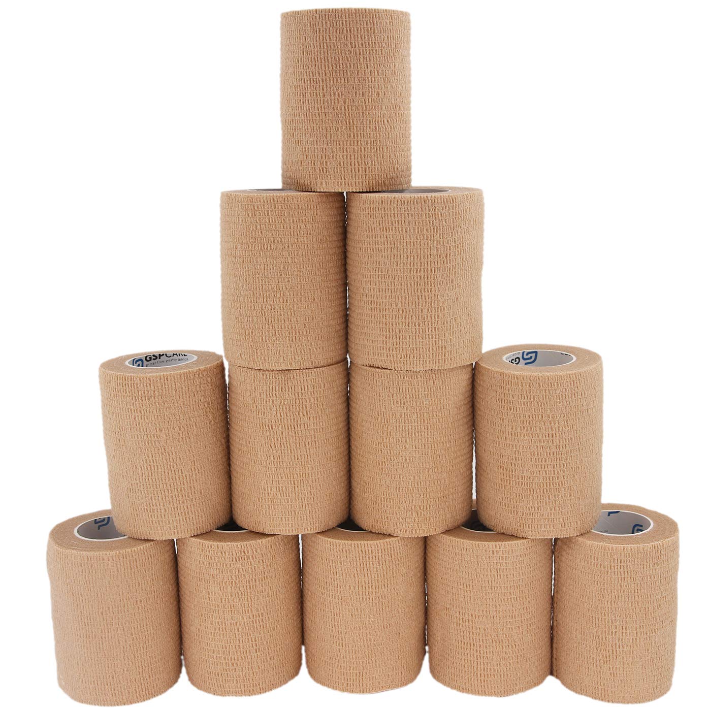 Self Adhesive Wrap Cohesive Bandages 12 Count 3" x 5 Yards, Medical Tape, Adhesive Flexible Breathable First Aid Non Woven Rolls, Stretch Athletic, Ankle Sprains & Swelling, Sports