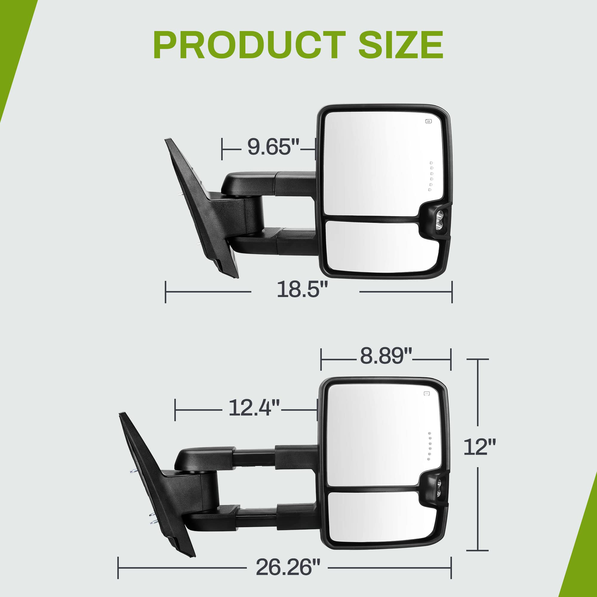 AUTOSAVER88 Towing Mirrors Compatible with Chevy GMC 2007-2013 Silverado Sierra (07 for New Body ONLY) with Turn Signal Spot Indicator Power Heated Exterior Automotive Outside Assembly Set Chrome