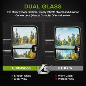 AUTOSAVER88 Towing Mirrors Compatible with Chevy GMC 2007-2013 Silverado Sierra (07 for New Body ONLY) with Turn Signal Spot Indicator Power Heated Exterior Automotive Outside Assembly Set Chrome