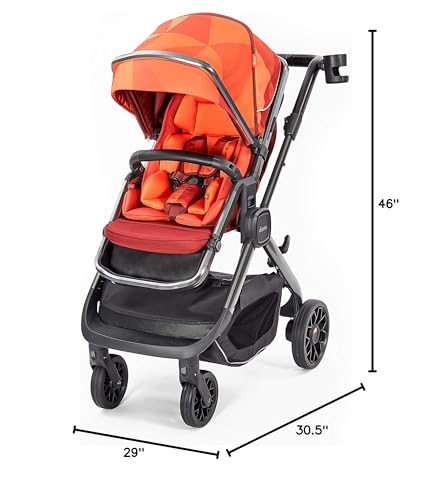 Diono Quantum2 3-in-1 Multi-Mode Stroller for Baby, Infant, Toddler Stroller, Car Seat Compatible, Adaptors Included, Compact Fold, XL Storage Basket, Orange Facet