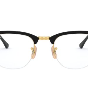 Ray-Ban RX3716VM Clubmaster Metal Square Prescription Eyeglass Frames, Black On Arista/Demo Lens, 50 mm