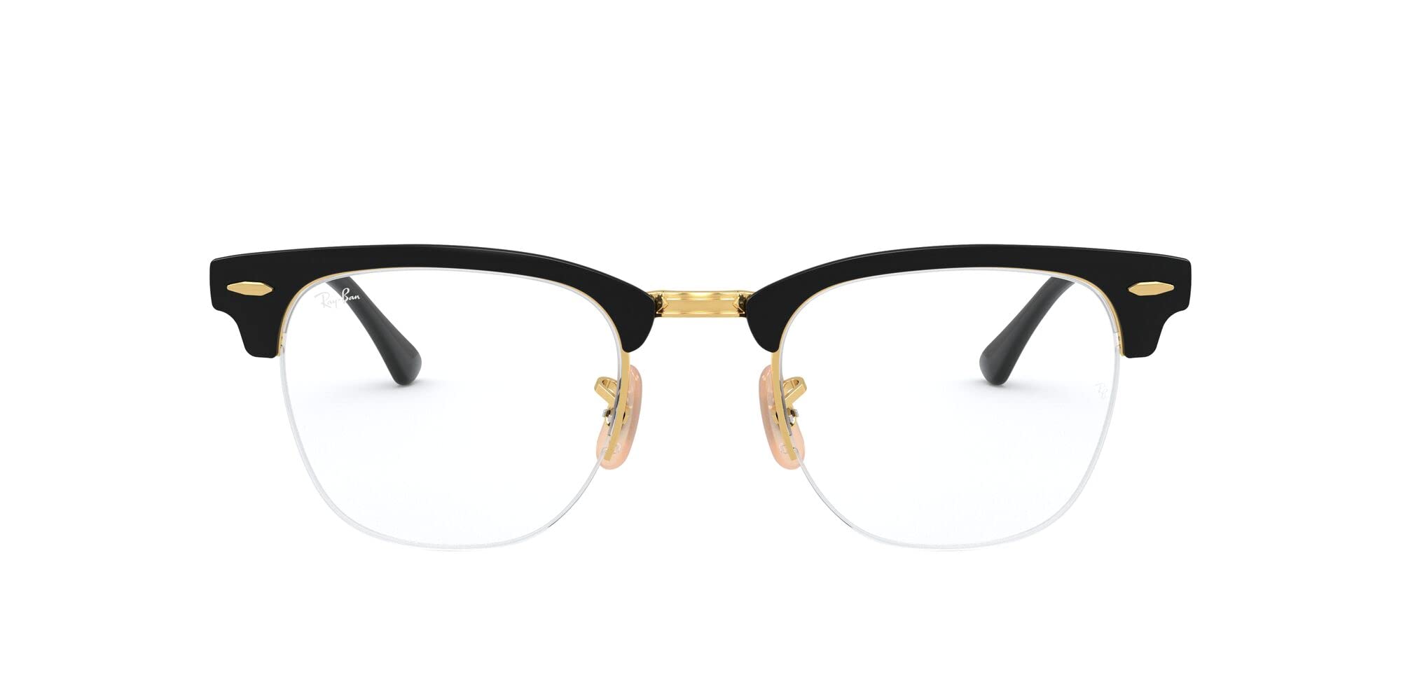 Ray-Ban RX3716VM Clubmaster Metal Square Prescription Eyeglass Frames, Black On Arista/Demo Lens, 50 mm