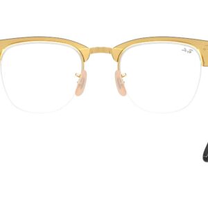 Ray-Ban RX3716VM Clubmaster Metal Square Prescription Eyeglass Frames, Black On Arista/Demo Lens, 50 mm