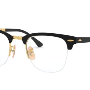 Ray-Ban RX3716VM Clubmaster Metal Square Prescription Eyeglass Frames, Black On Arista/Demo Lens, 50 mm