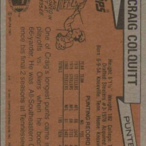 1981 Topps #31 Craig Colquitt Steelers NFL Football Card NM-MT