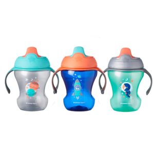 tommee tippee infant trainer sippee cup with removable handles, boy – 7+ months, 3pk