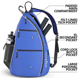 Athletico Sling Bag - Crossbody Backpack for Pickleball, Tennis, Racketball, and Travel for Men and Women (Blue)