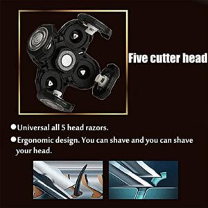 Shaver Blade Heads for 5 Heads Razor Blade Heads, Electric Razor Head Replacement Blades Beard Cutter Easy Install for Head and Face (Black)