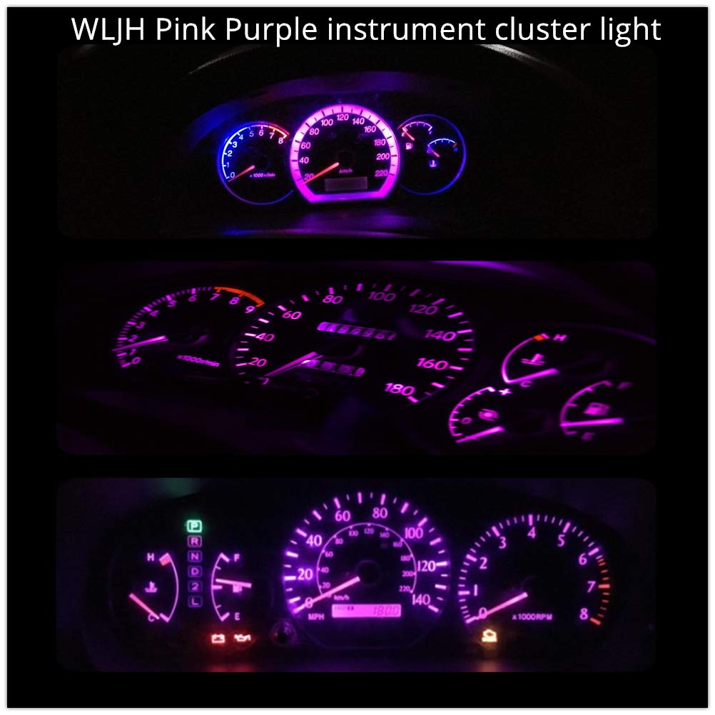 WLJH 74 Led Bulb Dash Lights Extremely Bright T5 2721 18 37 286 Wedge PC74 Twist Socket Automotive Instrument Panel Gauge Light Kits Dashboard Cluster Shift Bulbs Purple Pack of 20