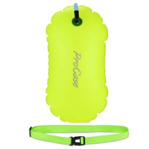 procase swim buoy float, swimming bubble safety float with adjustable waist belt for open water swimmers, triathletes, snorkelers, kayakers, safe swim trainers -neonyellow