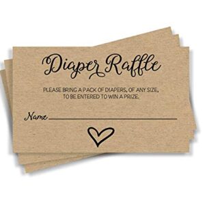 All Ewired Up 50 Gender Neutral Kraft Baby Shower Diaper Raffle Tickets, Lottery Insert Cards for Heart Baby Shower Invitations Supplies Games for Baby Gender Tickets (50-Cards)