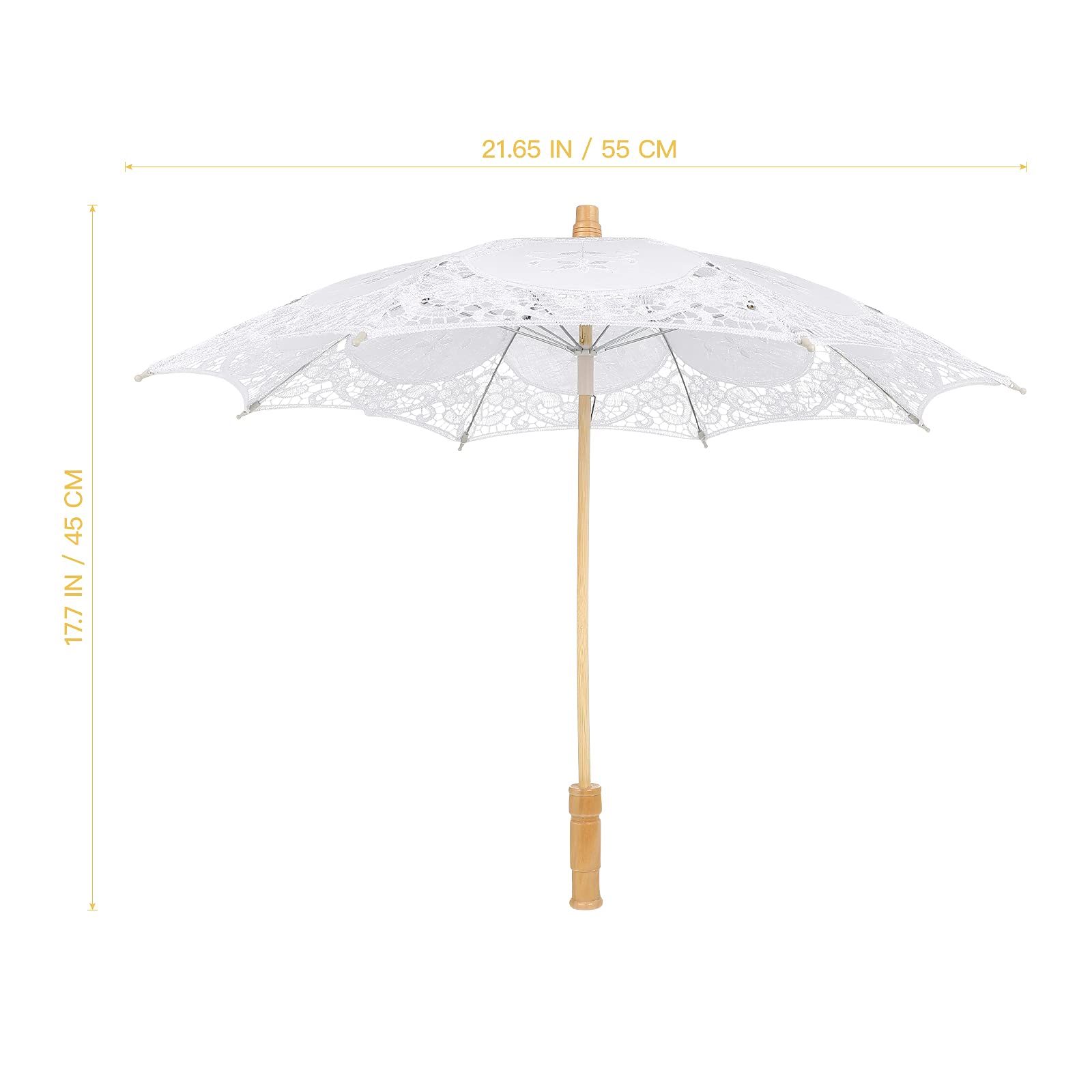 Toyvian 44cm Lace Umbrella Wedding Small Umbrella for Bride Wedding Gift Photo Props Kids Gift - White