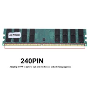 Memory RAM DDR2 4GB, 4GB Large Capacity DDR2 800Mhz Memory Module,Designed for AMD,Adopting 240Pin to Achieve High Anti-Interference and Antistatic Properties,Plug and Play