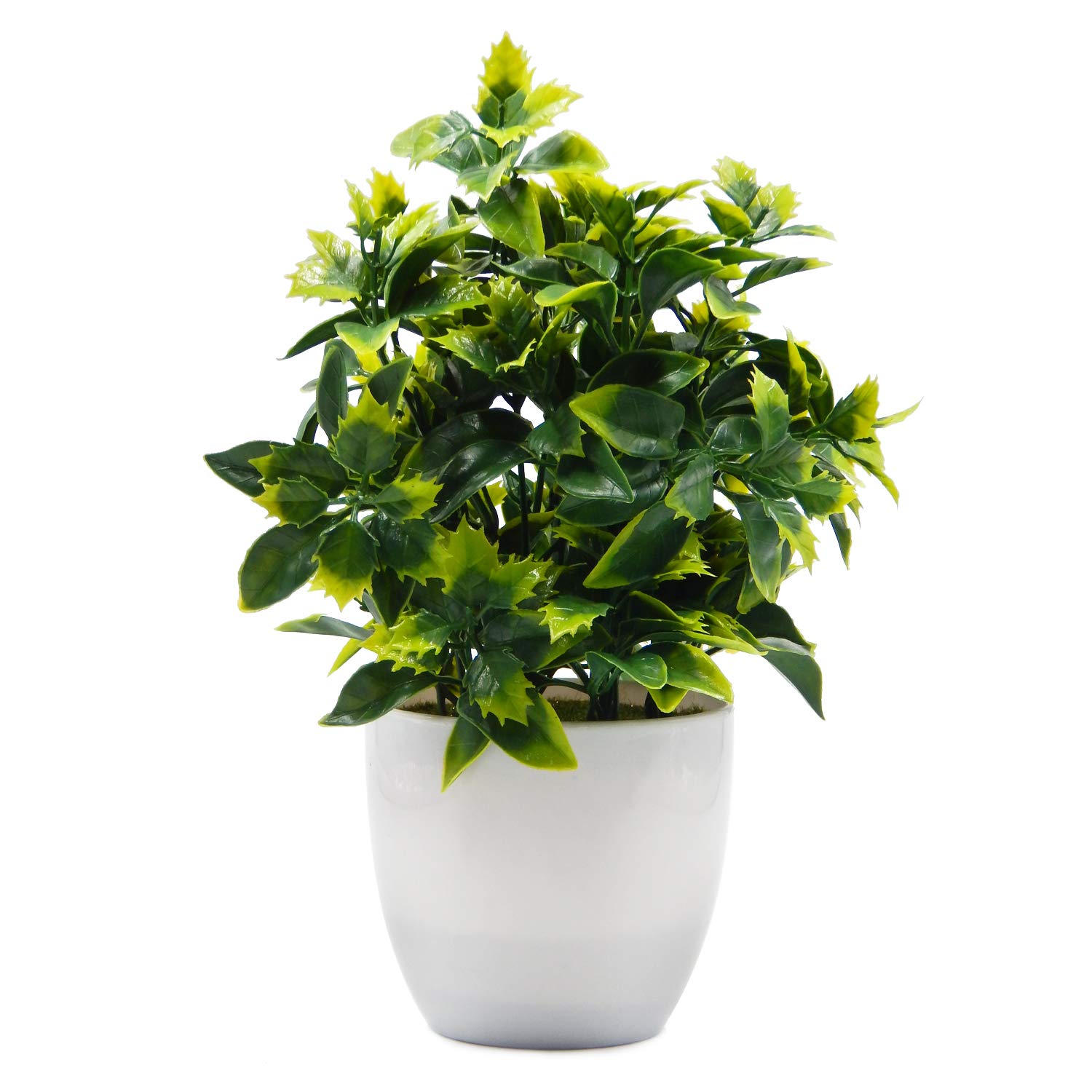 OFFIDIX Artificial Plastic Mini Plants in White Pot,Desk Plant Artificial Flowers with Vase,Small Faux Plastic Plants for Home Kitchen Garden Office Indoor Decor