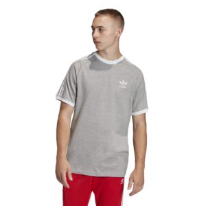 adidas originals mens 3-stripes tee t shirt, medium grey heather/white, small us