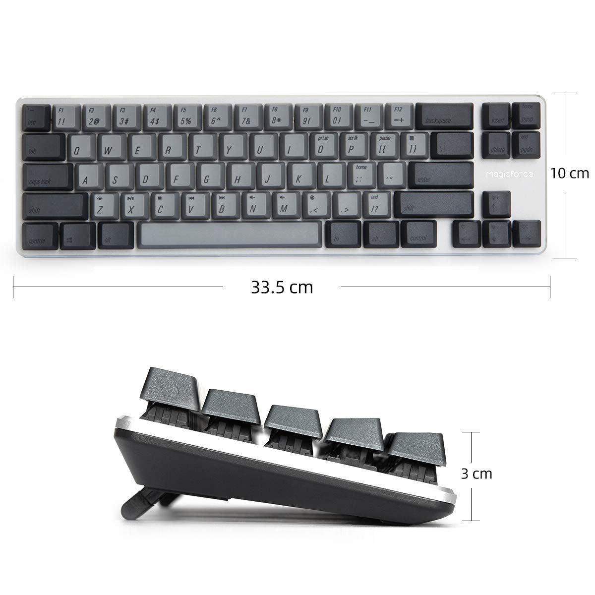 Qisan Holiday Sale 30% Discount Off Mechanical Keyboard Gaming Keyboard Kailh Blue Switch Wired Backlit PBT Keycaps Mini Design (60%) 68 Keys Keyboard Magicforce (Gray Combo)