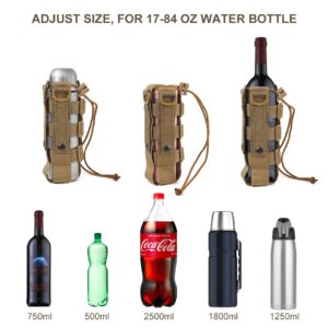 WICHEMI MOLLE Water Bottle Pouch Minimalist Adjustable Straps Tactical Water Bottle Holder Kettle Pouch Belt Bottle Carrier Bag for 17-84 Oz Water Bottle (Brown)