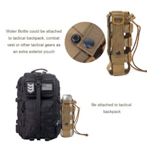 WICHEMI MOLLE Water Bottle Pouch Minimalist Adjustable Straps Tactical Water Bottle Holder Kettle Pouch Belt Bottle Carrier Bag for 17-84 Oz Water Bottle (Brown)