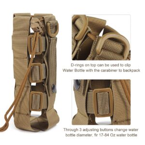 WICHEMI MOLLE Water Bottle Pouch Minimalist Adjustable Straps Tactical Water Bottle Holder Kettle Pouch Belt Bottle Carrier Bag for 17-84 Oz Water Bottle (Brown)