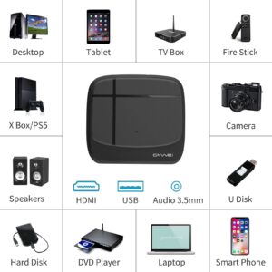 WIKISH Mini Portable Projector Wireless Wifi Airplay Smart Phone,Pocket Dlp 3D Movie 5200mAh Battery Video Projector Support Pc Av Hdmi Usb Stick Ps4