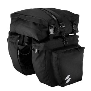 sahoo bike rack pannier bag 3 in 1 rear rack carrier trunk bag, water resistance 37l large capacity bike rear panniers