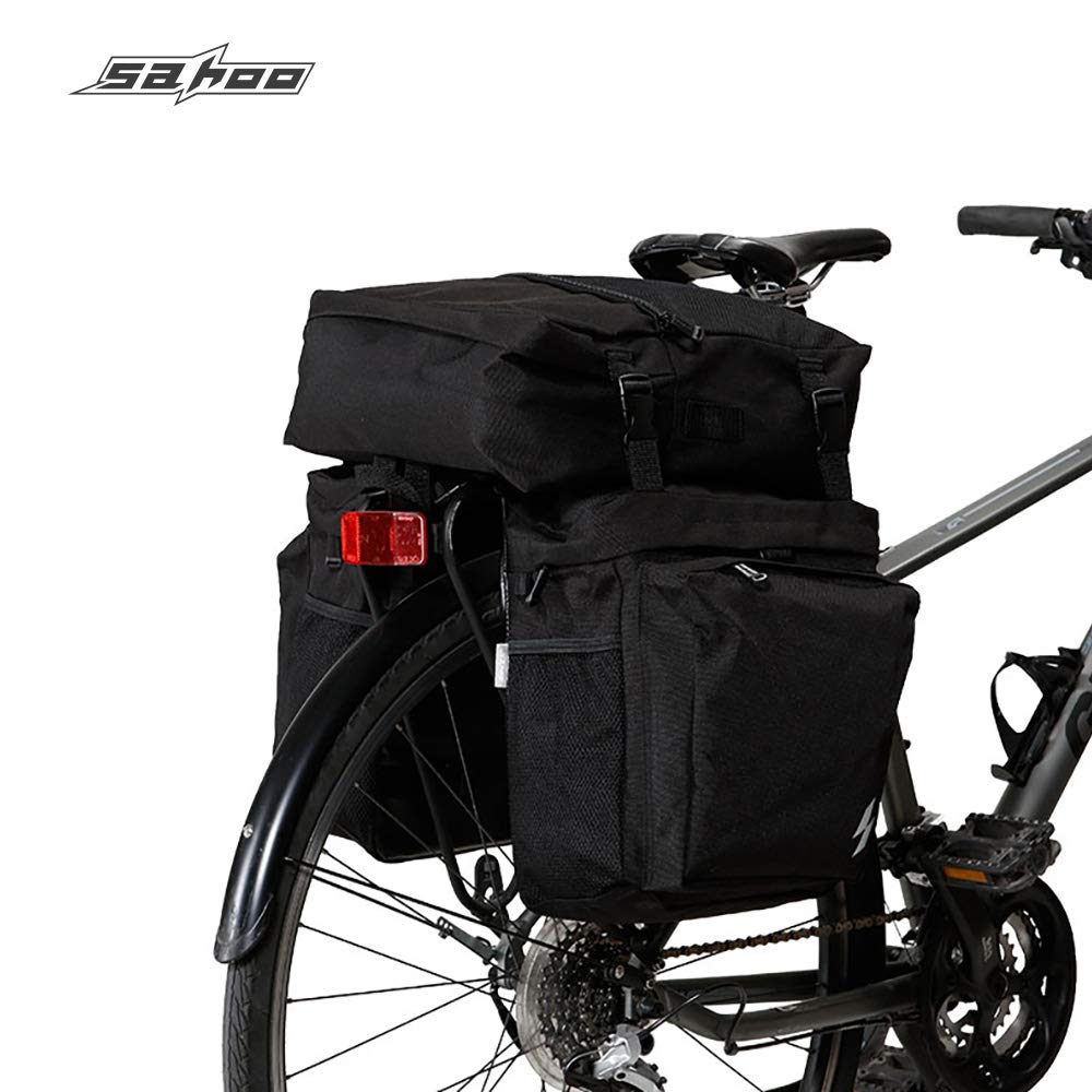 Sahoo Bike Rack Pannier Bag 3 in 1 Rear Rack Carrier Trunk Bag, Water Resistance 37L Large Capacity Bike Rear Panniers