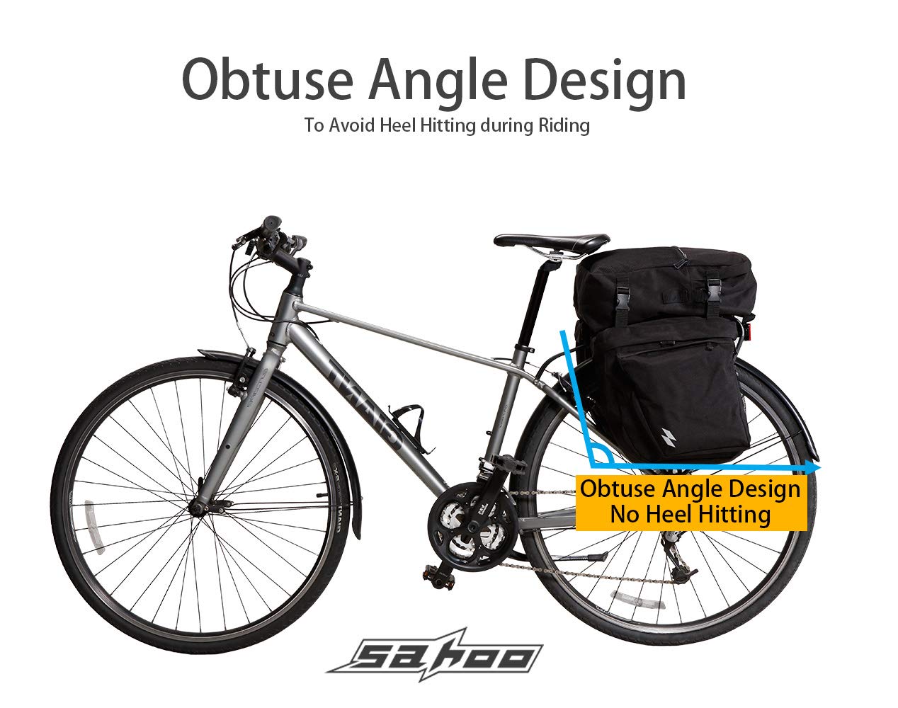 Sahoo Bike Rack Pannier Bag 3 in 1 Rear Rack Carrier Trunk Bag, Water Resistance 37L Large Capacity Bike Rear Panniers