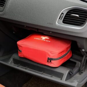 MTGHYARE Red First Aid Kit Bag Empty, Empty Travel First Aid Bag Storage Compact Survival Medicine Bag for Home Office Car Businesses Camping Kitchen Sport Outdoors