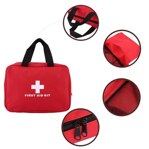 MTGHYARE Red First Aid Kit Bag Empty, Empty Travel First Aid Bag Storage Compact Survival Medicine Bag for Home Office Car Businesses Camping Kitchen Sport Outdoors