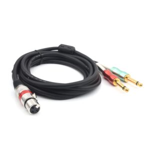 SiYear- 3.3FT XLR Female 3Pin to 6.35mm 1/4 inch Mono Male Audio Y Splitter Cable, Dual 6.35mm 1/4" Male to XLR Female Stereo Microphone Audio Converter Adapter Cable(1m)