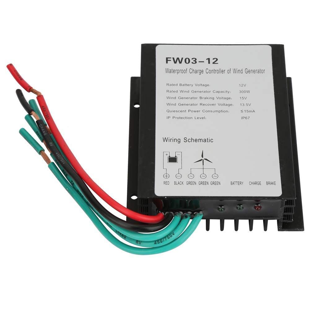 12V 300W Wind Controller, IP67 Waterproof Wind Turbine Generator Regulator, Control Wind Turbines to The Battery Automatically