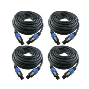 yoico 4x 25 feet professional speakon to speakon cables wire, 12 gauge awg 2-conductor audio amplifier speaker cord, 4 pack
