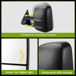 AUTOSAVER88 Towing Mirrors Compatible with 2003-2007 Chevy Silverado GMC Sierra 1500 2500 HD 3500, Power Heated Side View Tow Mirrors for Tahoe Suburban Avalanche Yukon with Arrow Turn Signal Light