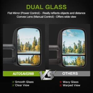 AUTOSAVER88 Towing Mirrors Compatible with 2003-2007 Chevy Silverado GMC Sierra 1500 2500 HD 3500, Power Heated Side View Tow Mirrors for Tahoe Suburban Avalanche Yukon with Arrow Turn Signal Light