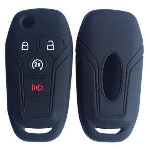 2Pcs Silicone Car Remote Key Fob Cover Case for Ford F-150 F-250 F-350 Fusion Fiesta Mustang Explorer Skin Jacket 4 Button