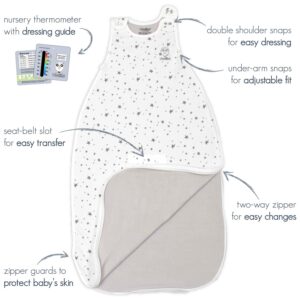 Woolino Merino Wool Ultimate Baby Sleep Sack - 4 Season - Two-Way Zipper Adjustable Baby Sleeping Bag - Universal Size Sleep Sack for Baby (2-24 Months) - Star Gray