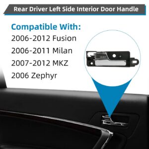 DEAL AUTO ELECTRIC PARTS New 1pc Rear Driver Left Black Base Chrome Lever Interior Door Handle Replacement Kit Compatible With 06-12 Fusion 06-11 Milan 06 Zephyr 07-12 MKZ