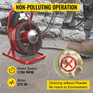 VEVOR Drain Cleaner Machine 75Ft x 1/2Inch, 370W Drain Cleaning Machine Fits 1 Inch (25mm) to 4 Inch(100mm) Pipes, Portable Electric Drain Auger Cleaner with 8 Cutters, Gloves