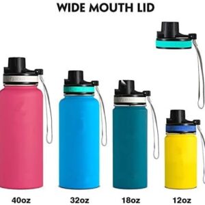 Flip Lid for Hydro flask Wide Mouth, 12, 18, 32, 40, 64 oz Water Bottles, Spout Lid for Hydroflask, Thermoflask and Other Sports Water Bottles with Button Lock, Easy Carry, Leak Proof