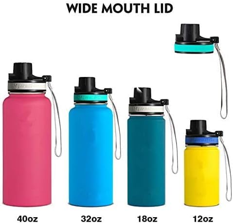 Flip Lid for Hydro flask Wide Mouth, 12, 18, 32, 40, 64 oz Water Bottles, Spout Lid for Hydroflask, Thermoflask and Other Sports Water Bottles with Button Lock, Easy Carry, Leak Proof