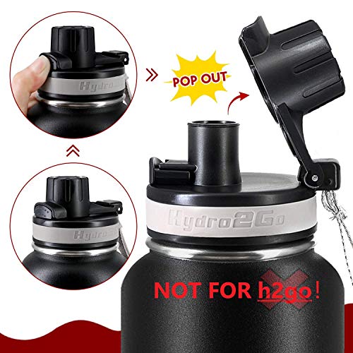 Flip Lid for Hydro flask Wide Mouth, 12, 18, 32, 40, 64 oz Water Bottles, Spout Lid for Hydroflask, Thermoflask and Other Sports Water Bottles with Button Lock, Easy Carry, Leak Proof