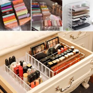 ROWNYEON Acrylic Makeup Organizer Compact Makeup Palette Organizer 8 Spaces Eyeshadow Pallet Makeup Organizer Holder For Vanity Clear Cosmetics Makeup Drawer Organizer With Removable Dividers