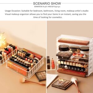 ROWNYEON Acrylic Makeup Organizer Compact Makeup Palette Organizer 8 Spaces Eyeshadow Pallet Makeup Organizer Holder For Vanity Clear Cosmetics Makeup Drawer Organizer With Removable Dividers