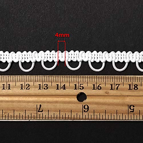 eJoyce 4-Yards Petite Braid Trim with Elastic Button Loop for Costume, Crafts and Sewing, TR-12155 (White)