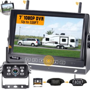 yakry rv backup camera wireless system - 7'' hd reverse camera for truck with dvr monitor -bluetooth trailer back up camera with night vision waterproof -rear view camera for furrion pre-wired rvs y22