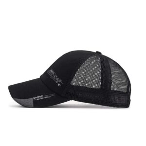 XibeiTrade Unisex Summer Baseball Cap Men Women Sports Outdoor Canvas Mesh Breathable Hat (Black)