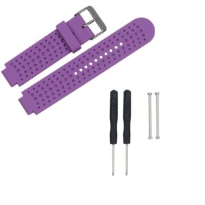 lichifit silicone watch band strap replacement wristband for garmin forerunner 220 230 235 630 620 735 watch with pins & tools (purple)