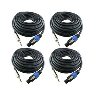 yoico 4x 25 feet professional speakon to 1/4" speaker cables, 12 gauge awg 2-conductor speakon to 1/4" male inch heavy duty audio amplifier cord wire, 4 pack