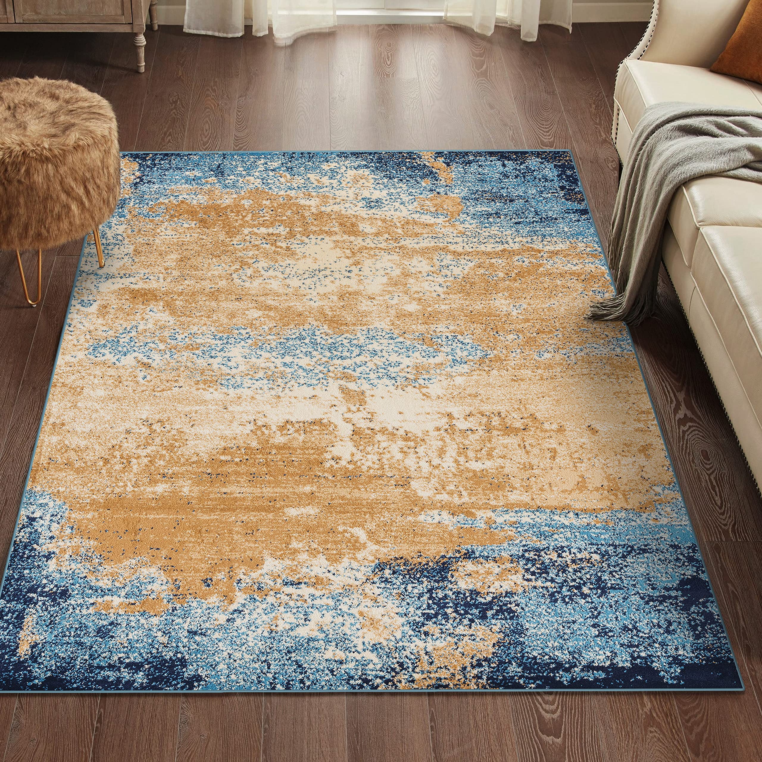 LUXE WEAVERS Howell Collection Abstract Blue 5x7 Area Rug