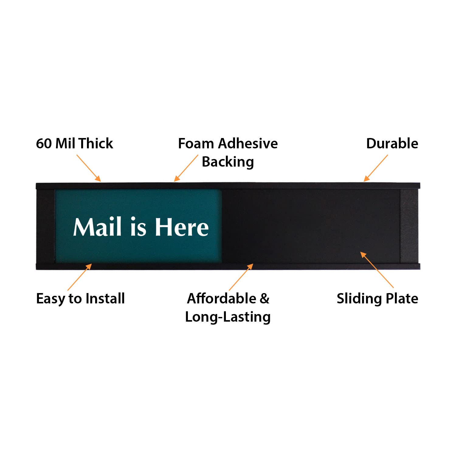 SmartSign Mail Is Here/No Mail Slider Sign | 2.25" x 10" Plastic Black